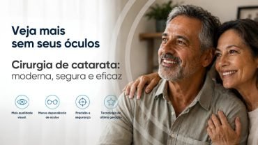 Casal satisfeito após cirurgia de catarata com lente intraocular premium RayOne Galaxy realizada pelo Dr. Diego Vieira, oftalmologista em Lavras, MG — mais qualidade visual e menos dependência de óculos