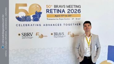 Oftalmologista Dr. Diego Vieira no evento BRAVS Retina 2026. Especialista em cirurgia de catarata, tratamento de ceratocone e cirurgia refrativa em Lavras.